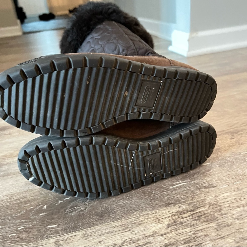 Coach Talen Boots with Monogram Quilting Suede and Genuine Rabbit Fur Trim - Picture 11 of 13